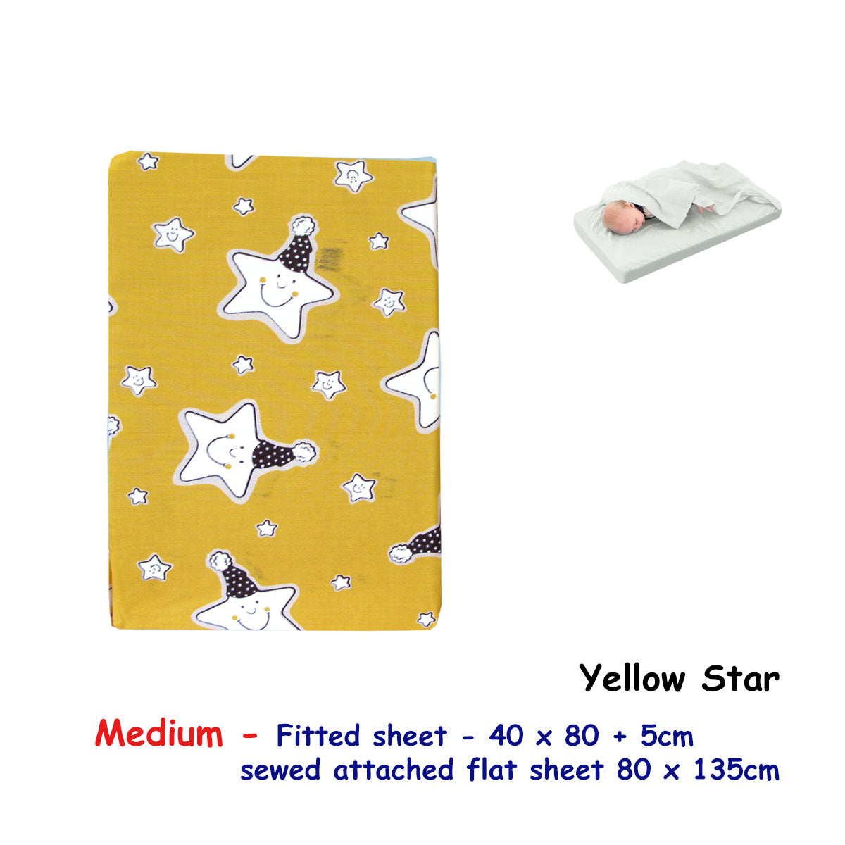 Bassinet Fitted & Flat Sheet - Yellow