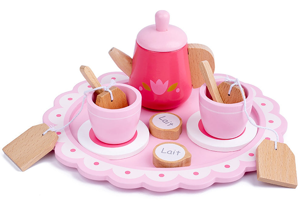 Wooden Kitchen Tea Set- Pink