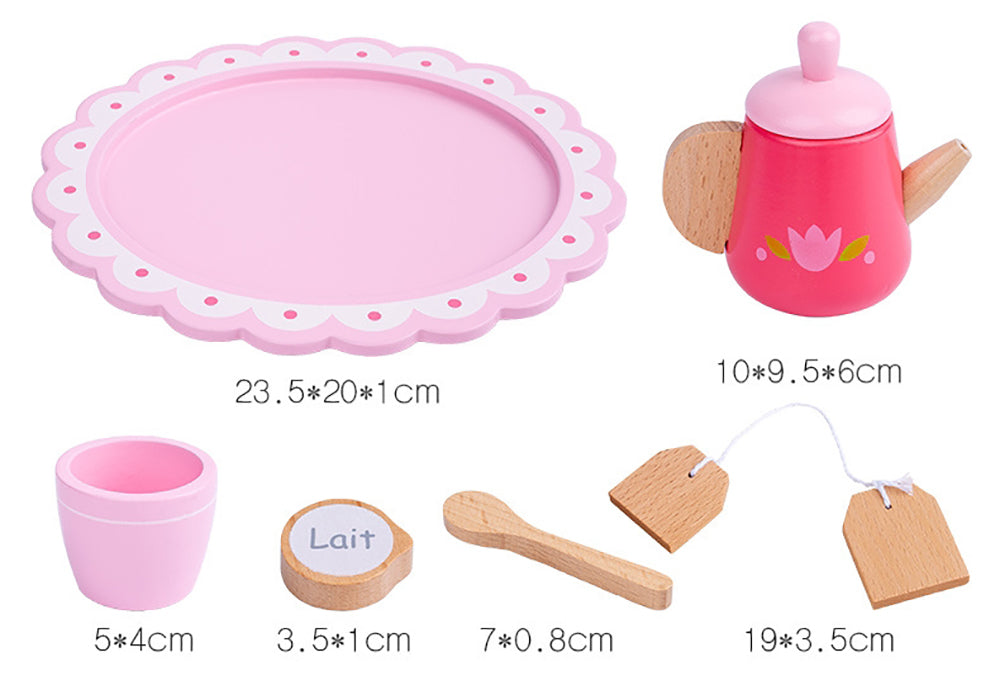 Wooden Kitchen Tea Set- Pink