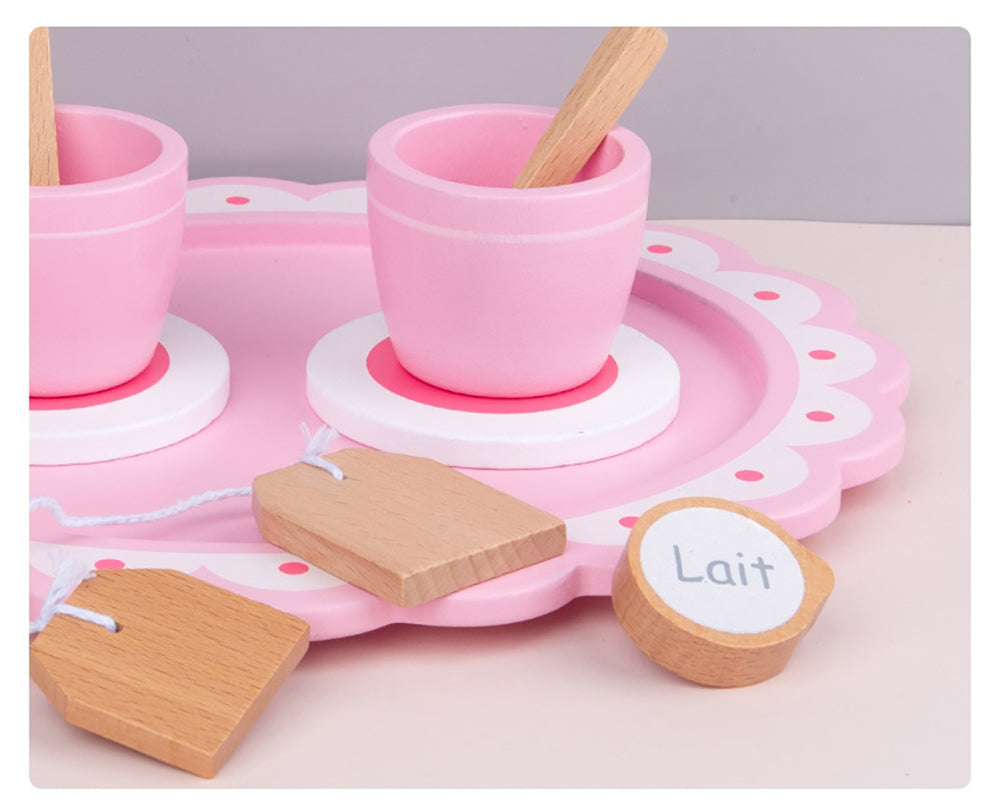 Wooden Kitchen Tea Set- Pink