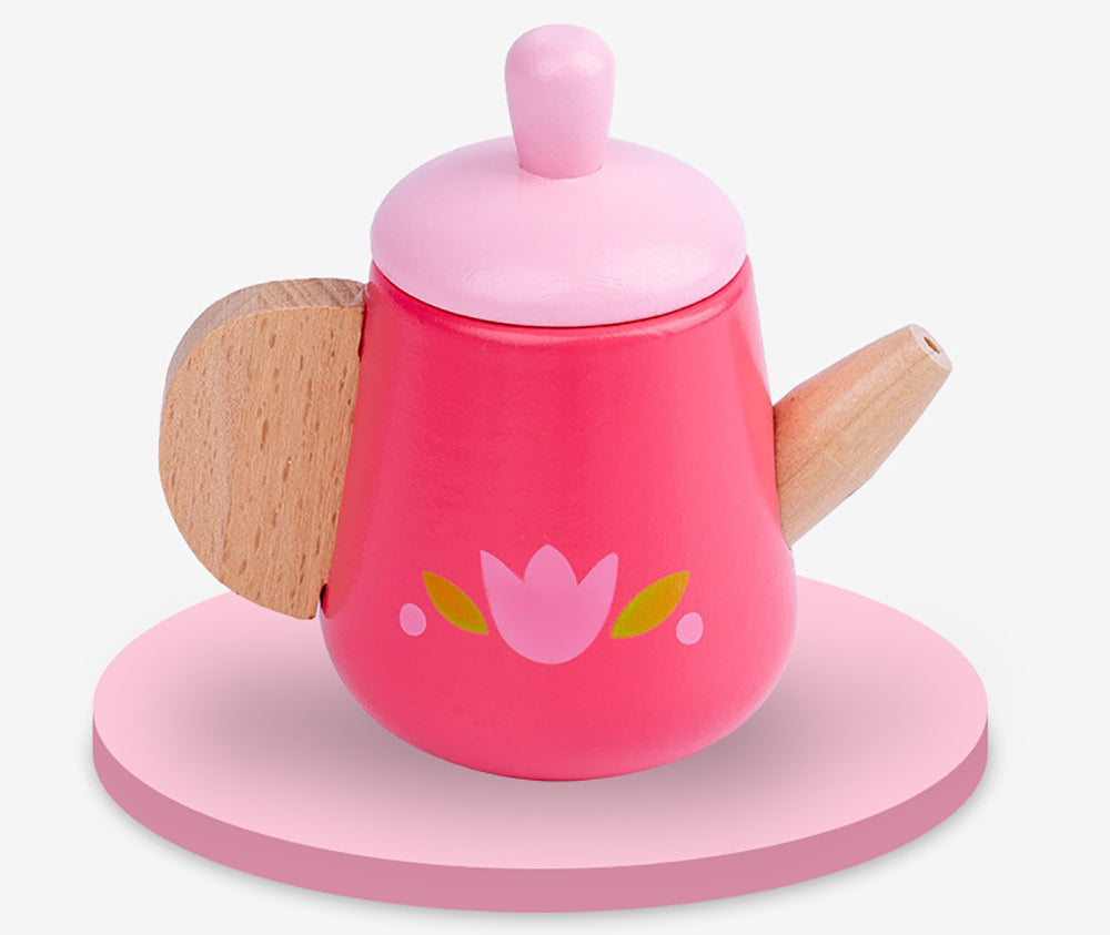 Wooden Kitchen Tea Set- Pink