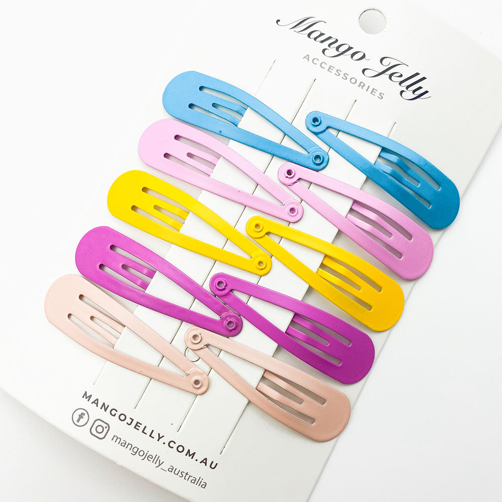 MANGO JELLY Everyday Snap Hair Clips (5cm) - Pop - Three Pack