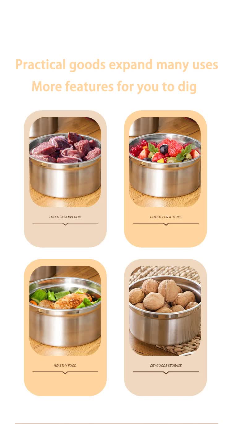 Stainless Steel Food Storage Set - Brown