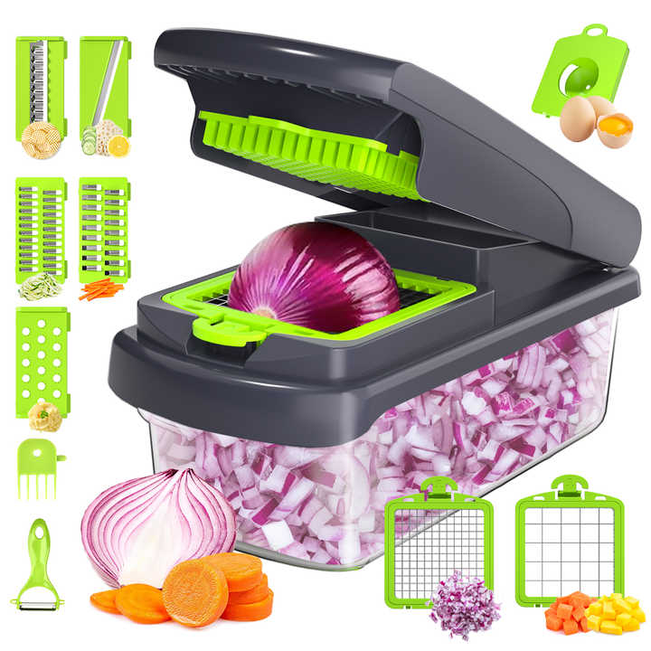 Vegetable Chopper and Slicer Set - Black & White