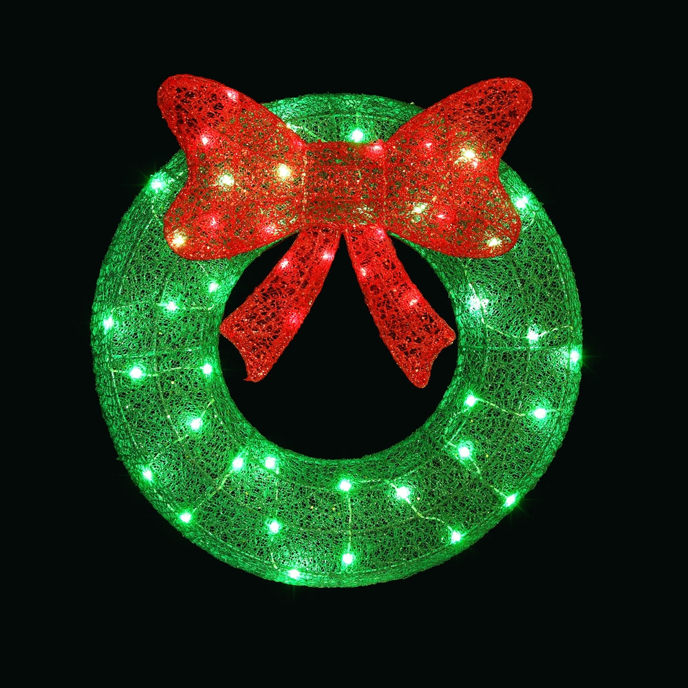 Christmas Lights 60cm Motif 50 LED Solar Wreath Xmas Decorations