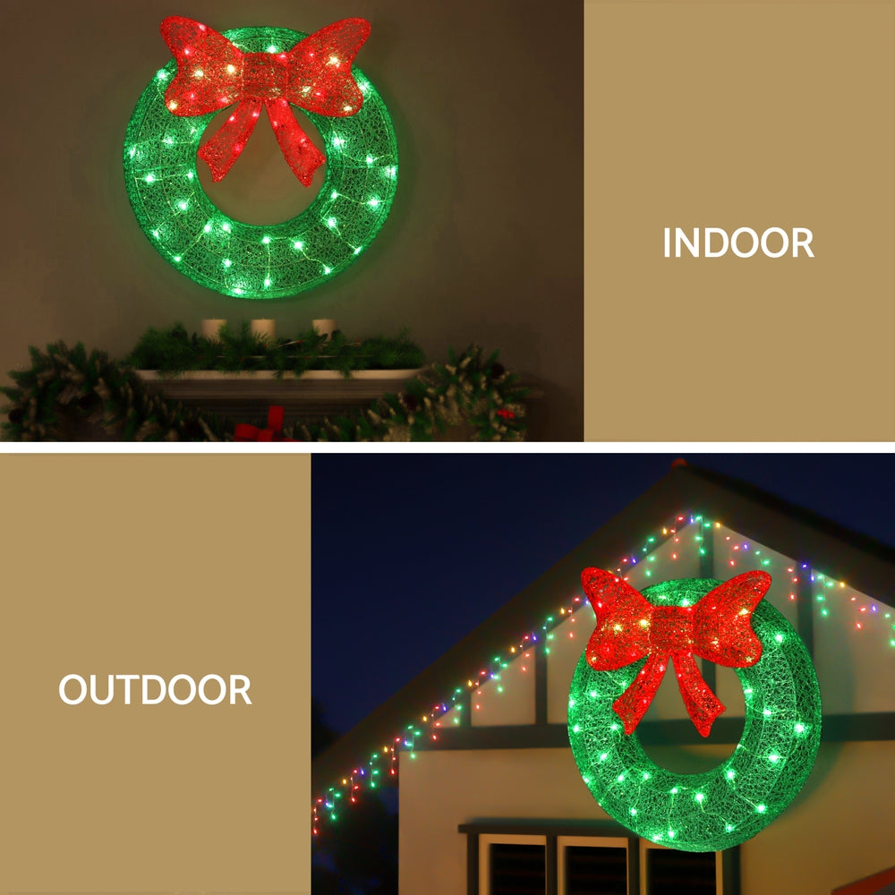 Christmas Lights 60cm Motif 50 LED Solar Wreath Xmas Decorations