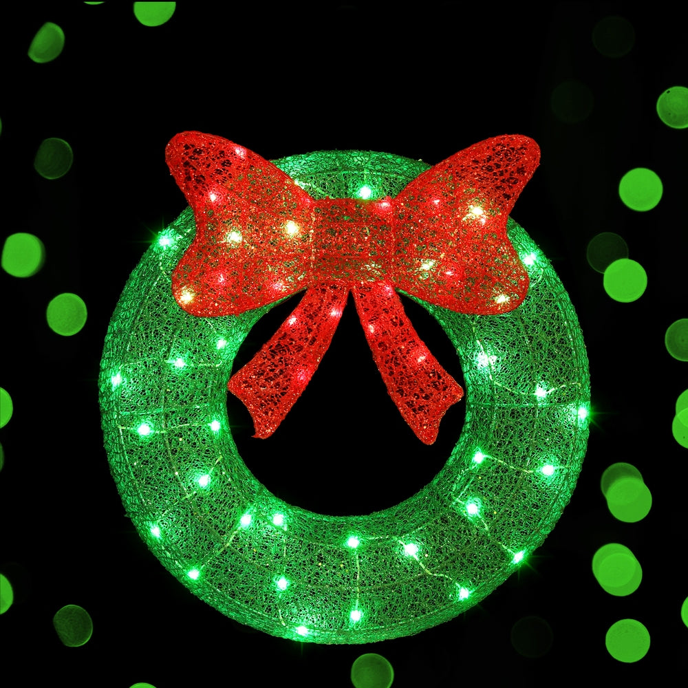 Christmas Lights 60cm Motif 50 LED Solar Wreath Xmas Decorations