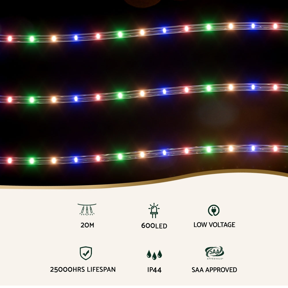 Christmas Lights String Rope Light Decoration 600 LED Colorful