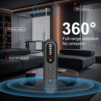 Security camera device with 360-degree detection in a living room setting