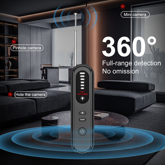 Security camera device with 360-degree detection in a living room setting