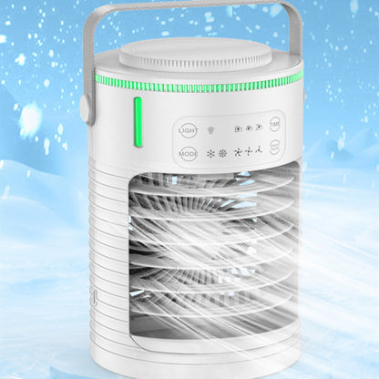 Portable air conditioner with control panel on a blue background